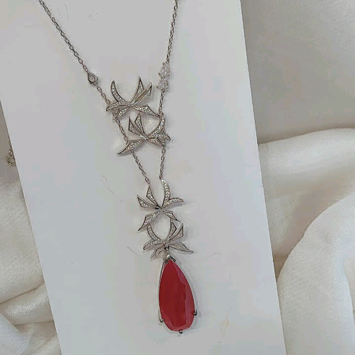 Ruby Pink CZ Nacklace 